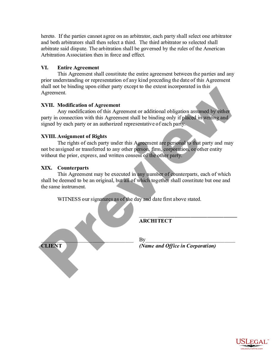 page 1 Agreement or Contract Retaining Architect for Consulting Purposes preview