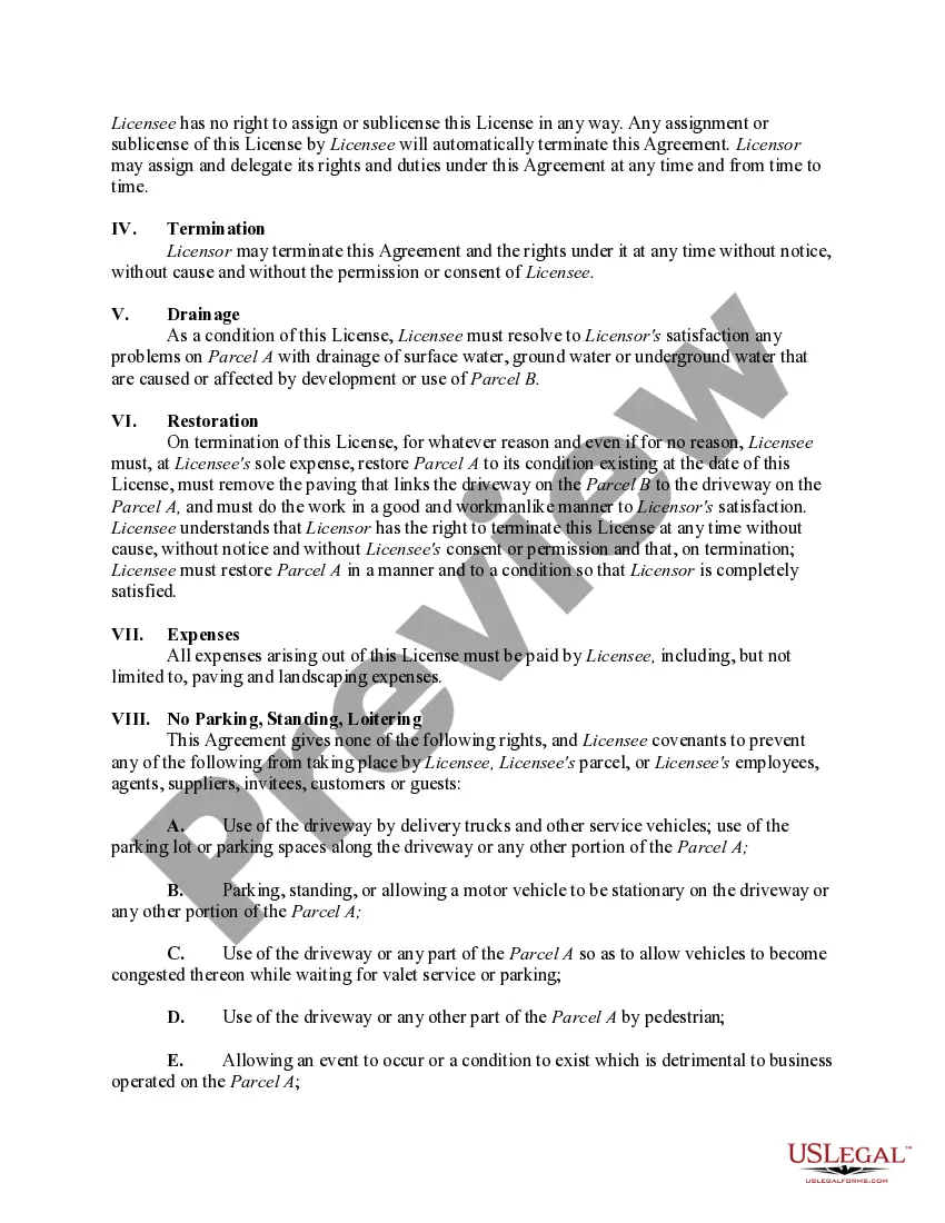 Preview Driveway License Agreement