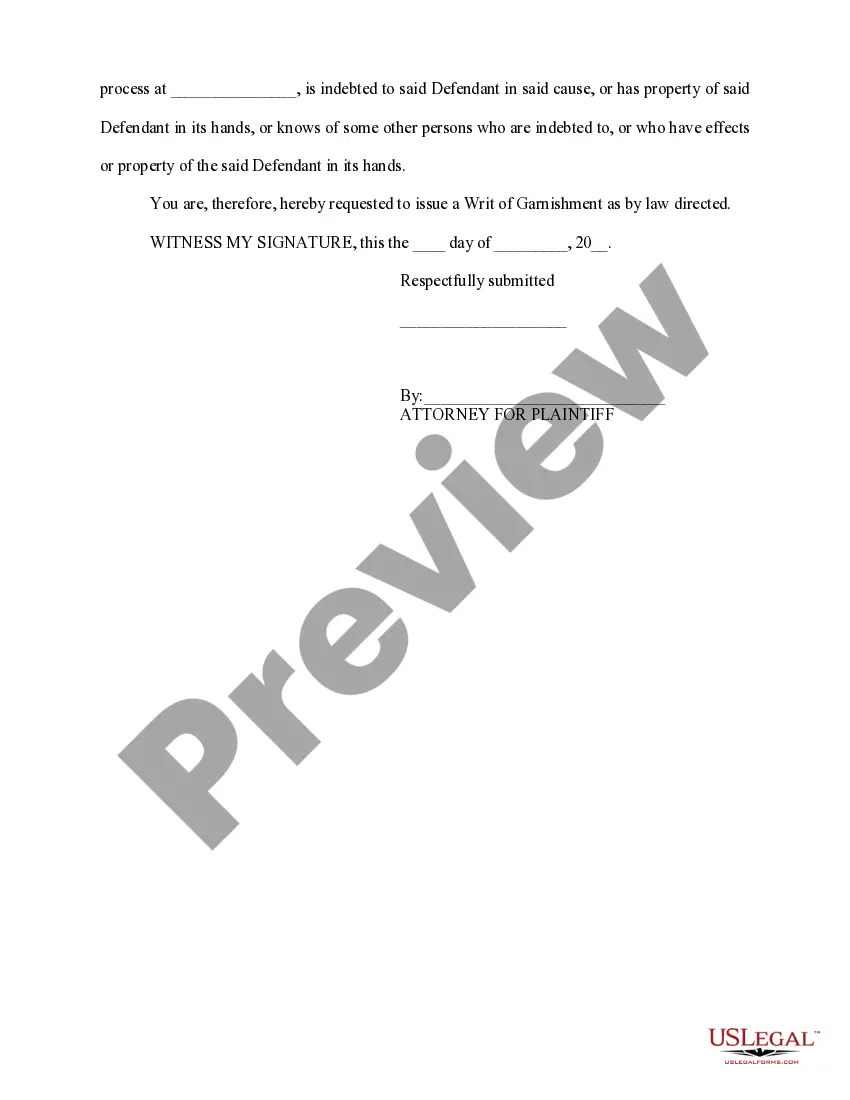 Get Suggestion for Writ of Garnishment Preview Suggestion for Writ of Garnishment