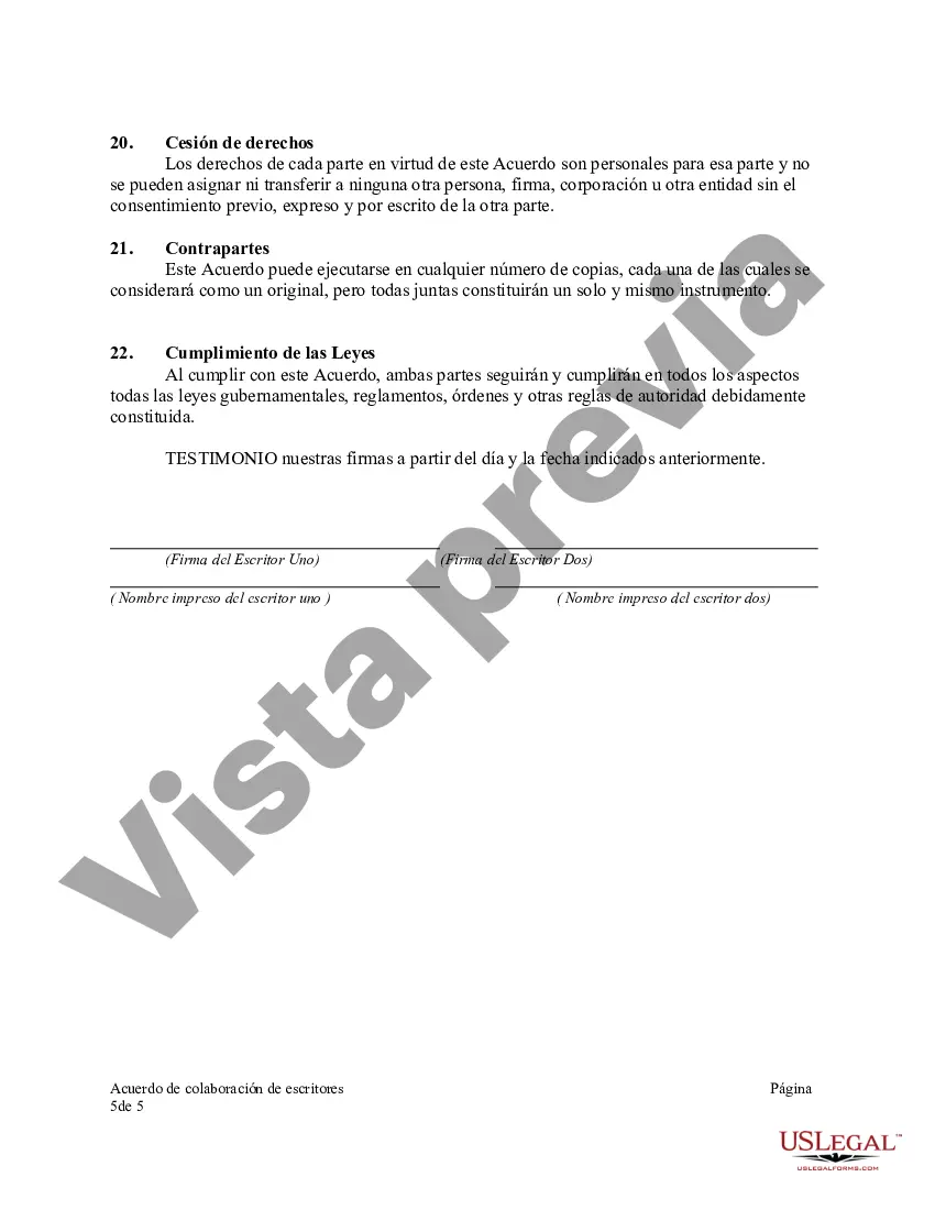 Preview Acuerdo de colaboración de escritores