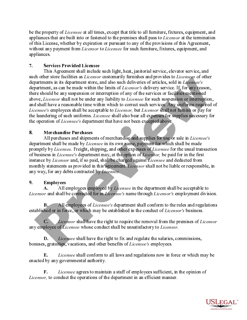 Get Operation of a Concession in a Department Store Preview Operation of a Concession in a Department Store