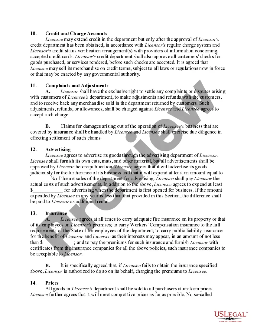 Get Operation of a Concession in a Department Store Preview Operation of a Concession in a Department Store