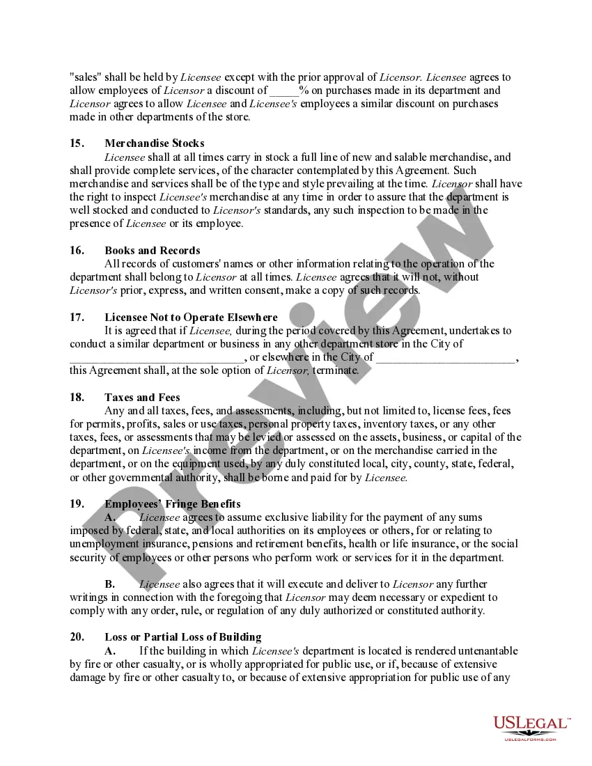 Get Operation of a Concession in a Department Store Preview Operation of a Concession in a Department Store