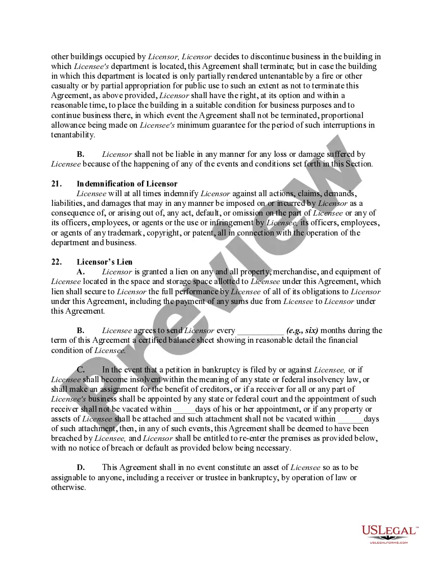 Get Operation of a Concession in a Department Store Preview Operation of a Concession in a Department Store