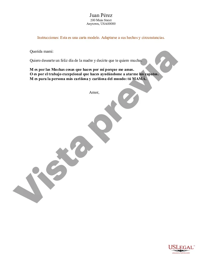 Preview Ejemplo de carta para el día de la madre Ejemplo de carta de un niño