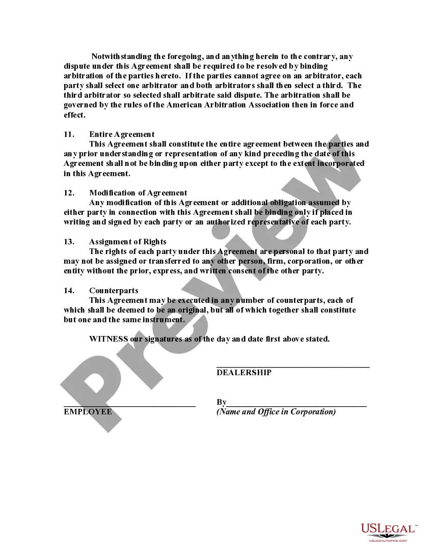 Get Contract for Employment of Shop Manager for Car Repair Service in Automobile Dealership Preview Contract for Employment of Shop Manager for Car Repair Service in Automobile Dealership