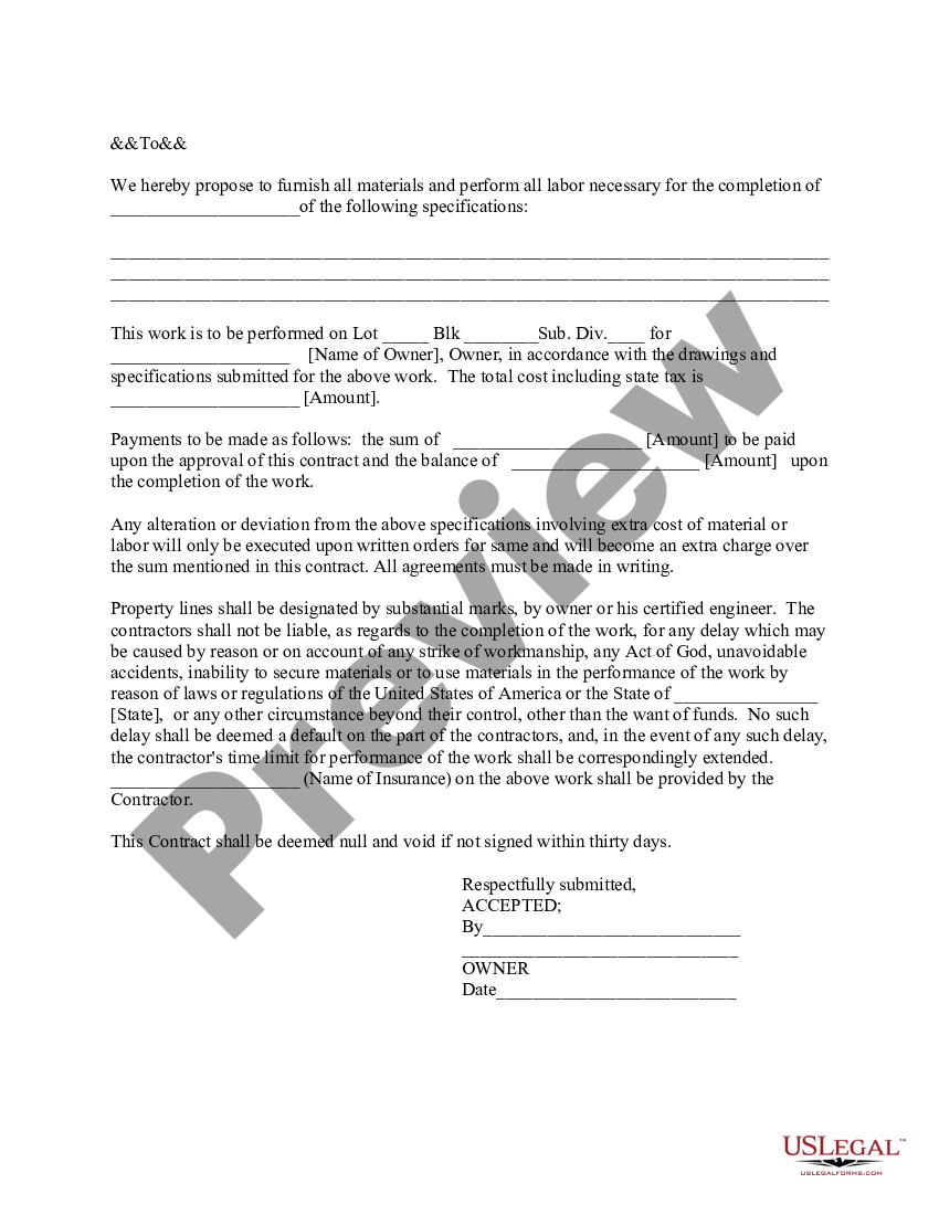 Contract Proposal of Services | US Legal Forms