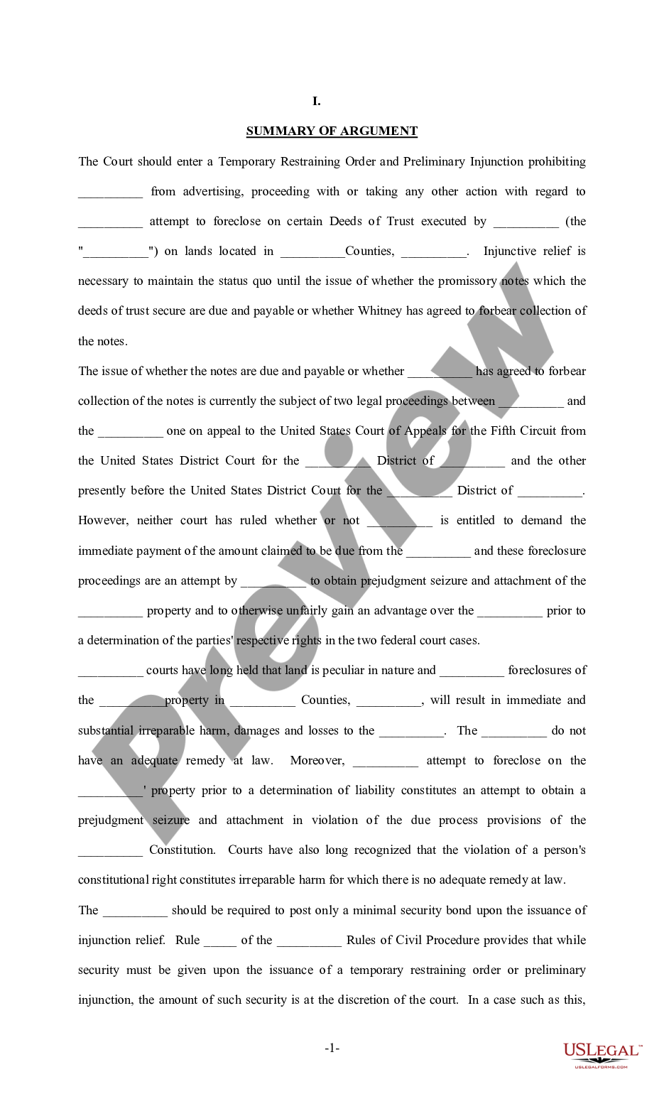 page 0 Sample Brief - Injunction preview