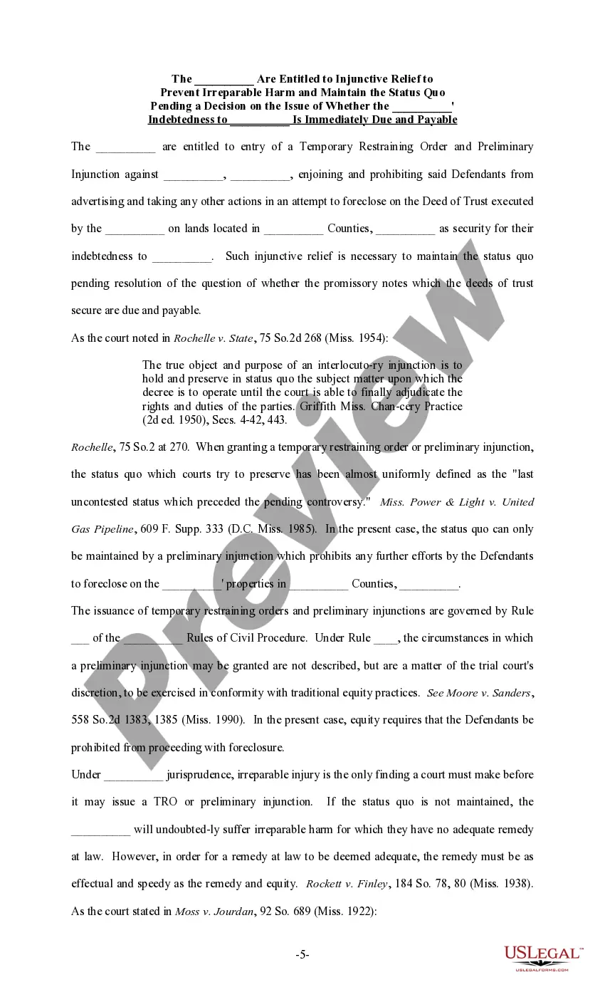 Get Sample Brief - Injunction Preview Sample Brief - Injunction
