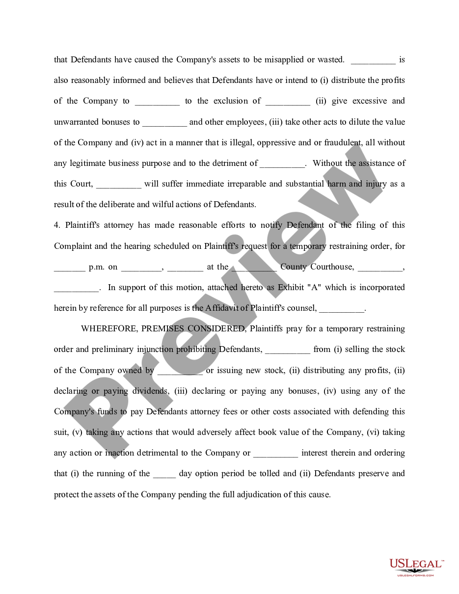 page 1 Complaint for Temporary Restraining Order, Preliminary Injunction and Permanent Injunction preview