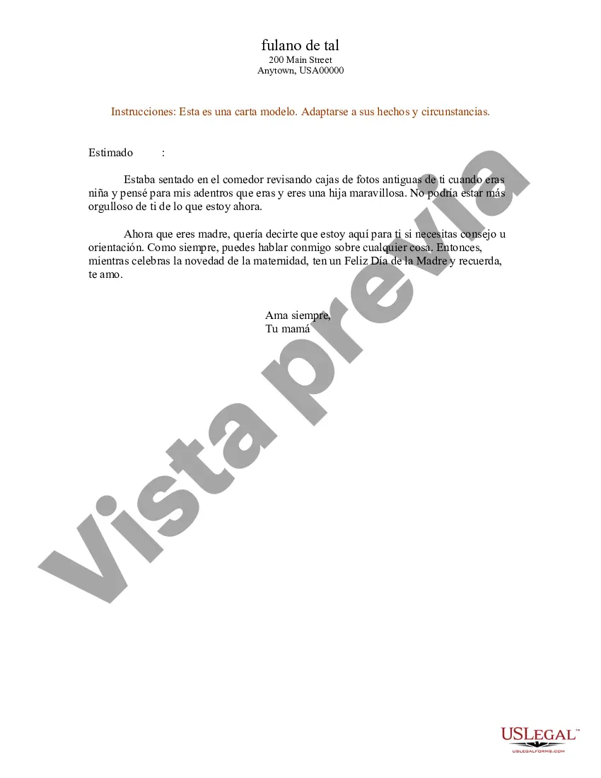 Preview Ejemplo de carta de madre a hija en el día de la madre