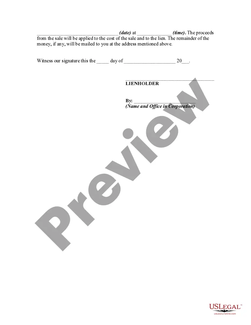 Get Notice of Landlord's Lien and of Sale Preview Notice of Landlord's Lien and of Sale