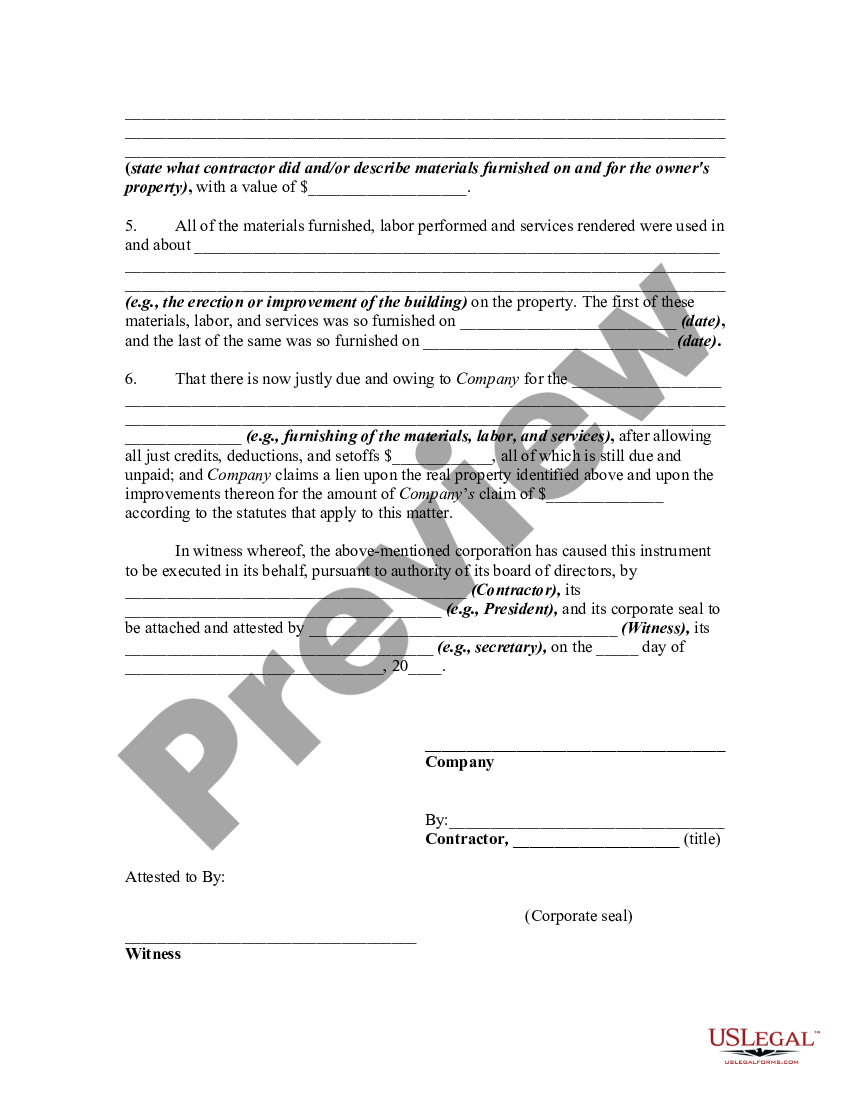 General Form Of Claim Or Notice Of Lien By General Contractor Claim Notice Sample Us Legal Forms 5651