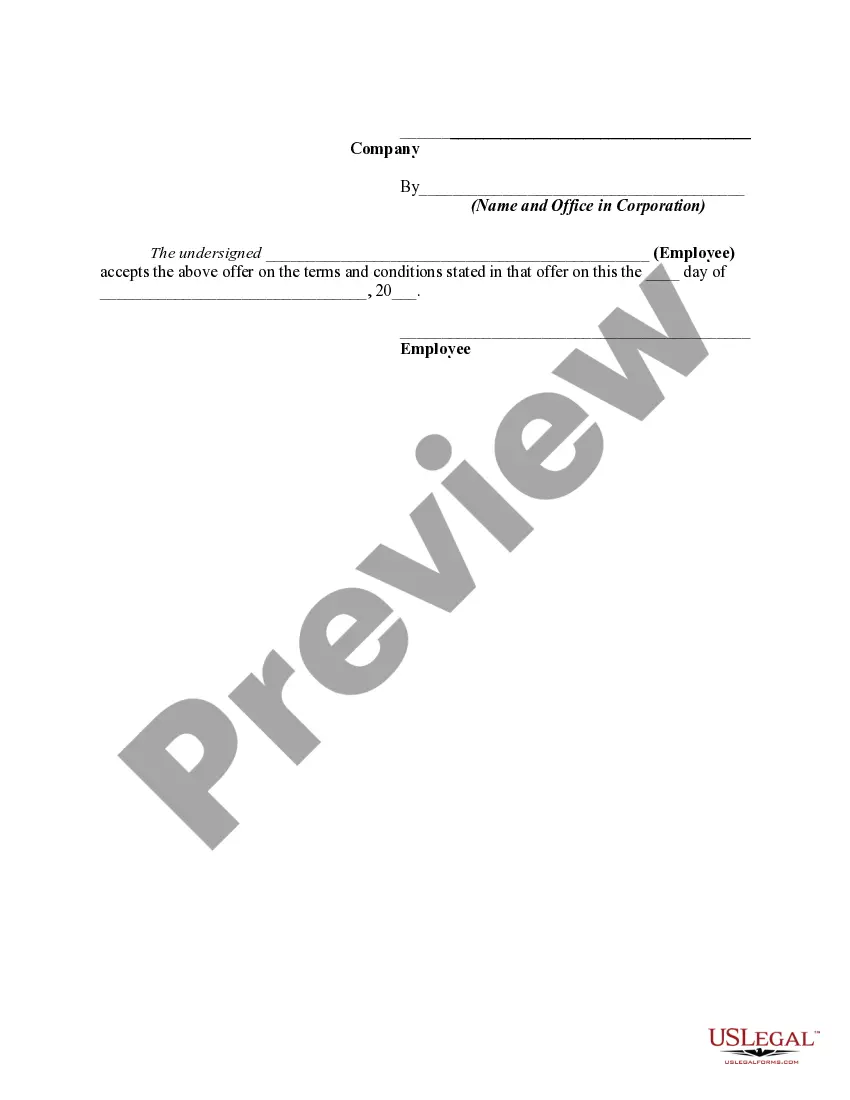 Get Offer and Acceptance of Employment Preview Offer and Acceptance of Employment