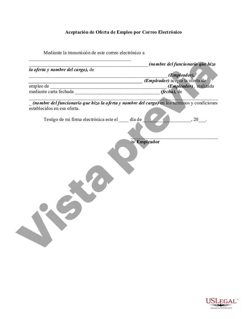 Preview Aceptación de oferta de trabajo por correo electrónico