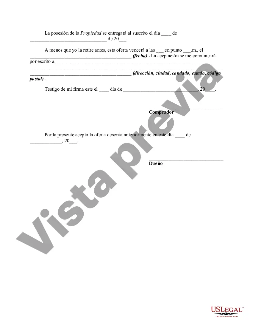 Preview Carta de oferta para comprar una residencia