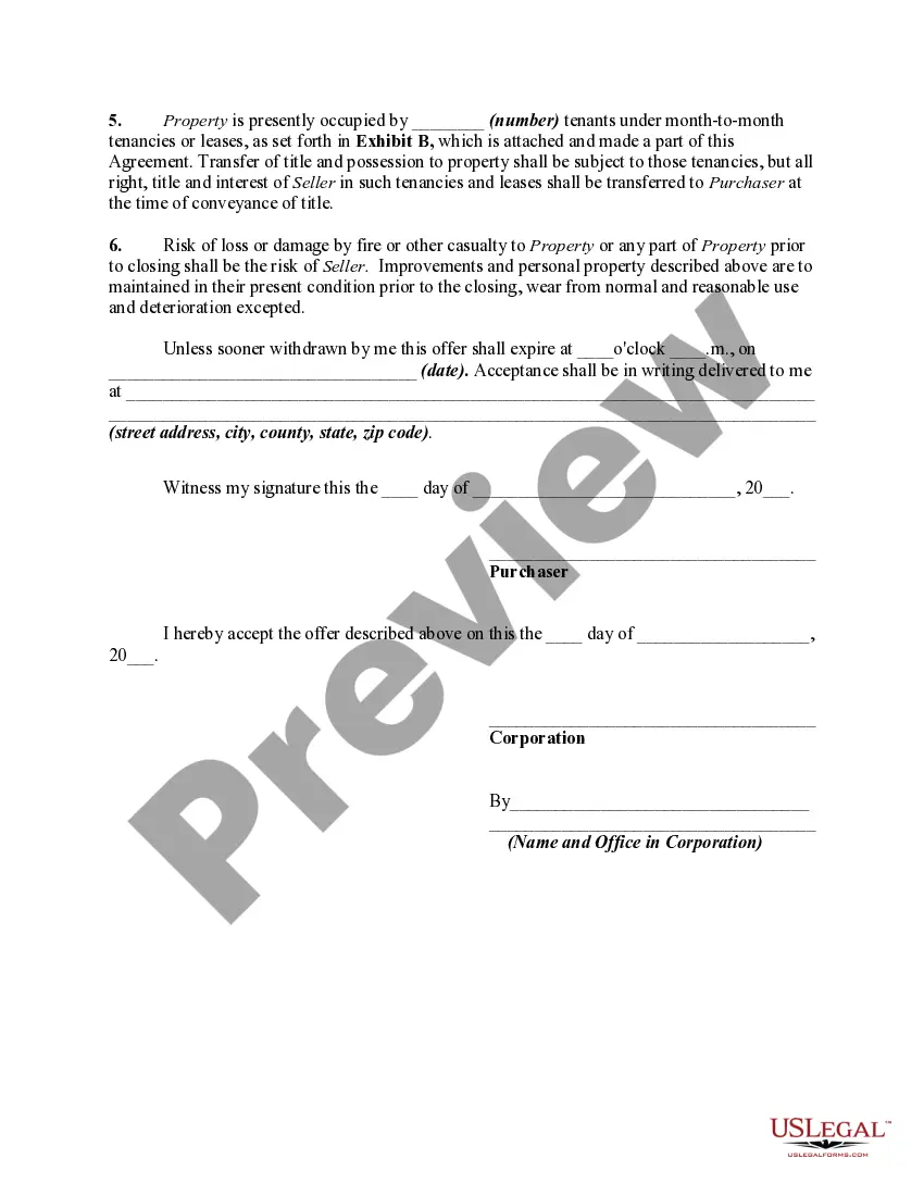 Preview Offer to Purchase Commercial Property