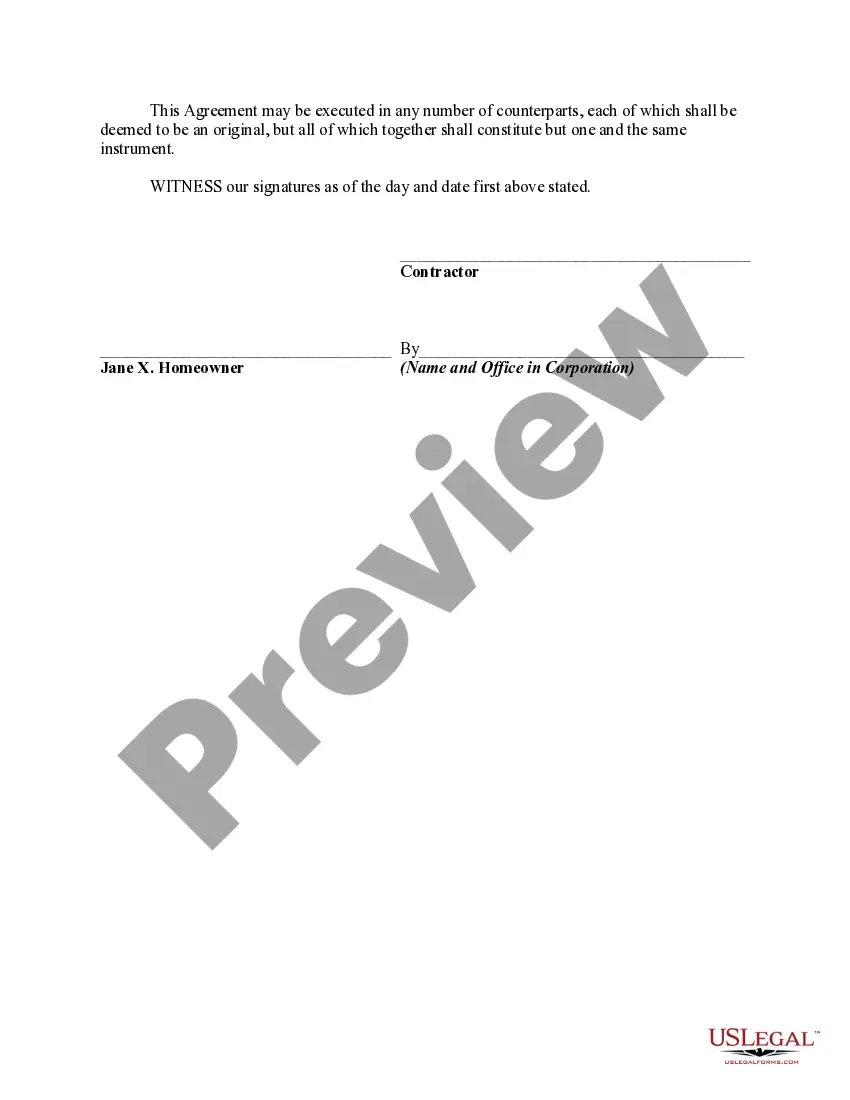 Preview Home Improvement or Remodeling Construction Contract