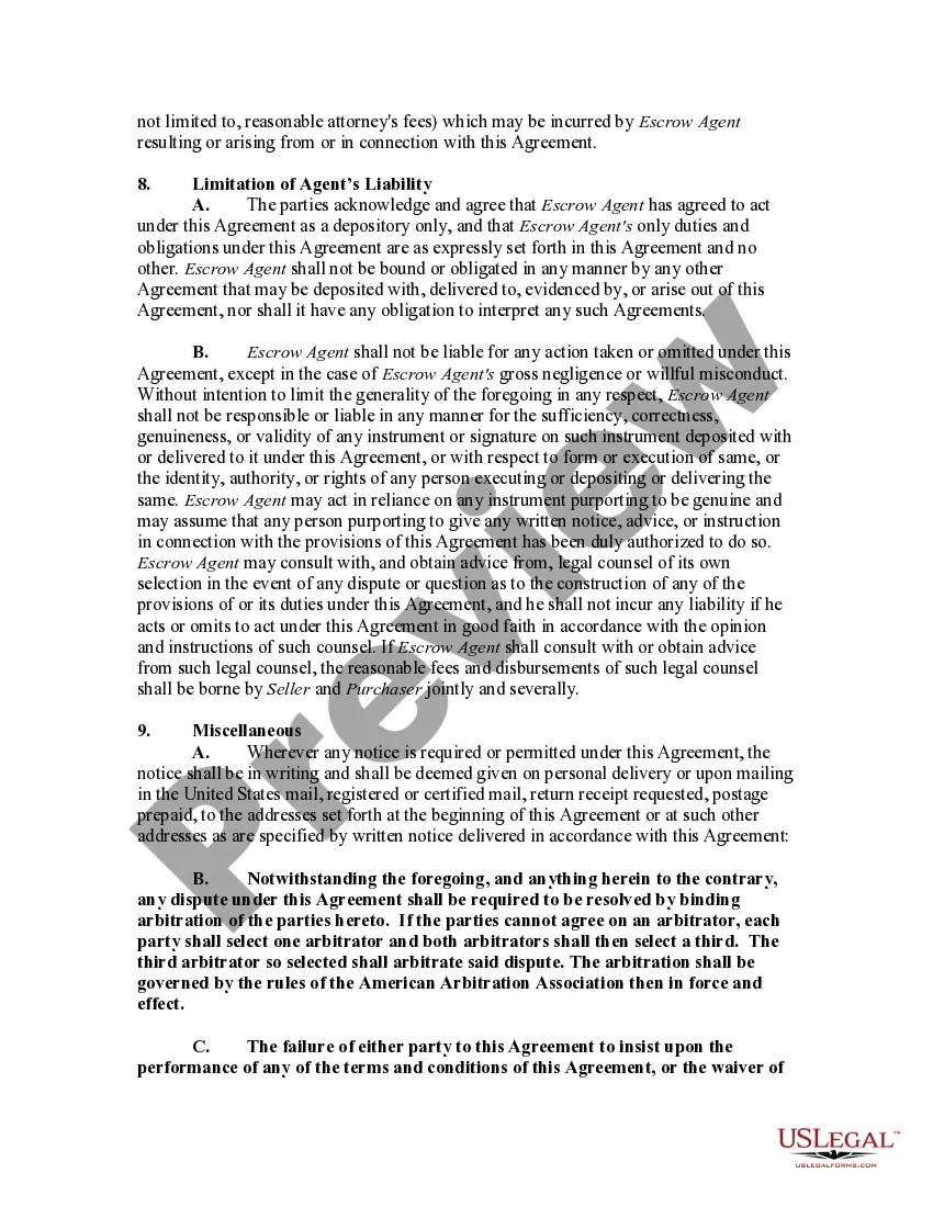 Get Escrow Agreement for Sale of Real Property and Deposit to Protect Purchaser Against Cost of Required Remedial Action Preview Escrow Agreement for Sale of Real Property and Deposit to Protect Purchaser Against Cost of Required Remedial Action