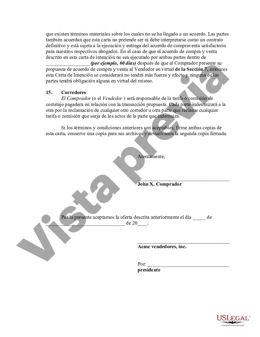 Preview Carta de intención de compra de bienes raíces comerciales