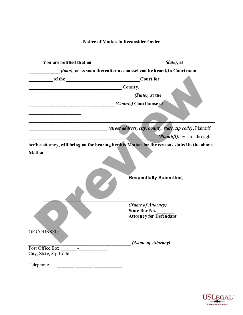 Get General Form of a Motion of Defendant and Notice to Plaintiff of Hearing on Motion Preview General Form of a Motion of Defendant and Notice to Plaintiff of Hearing on Motion