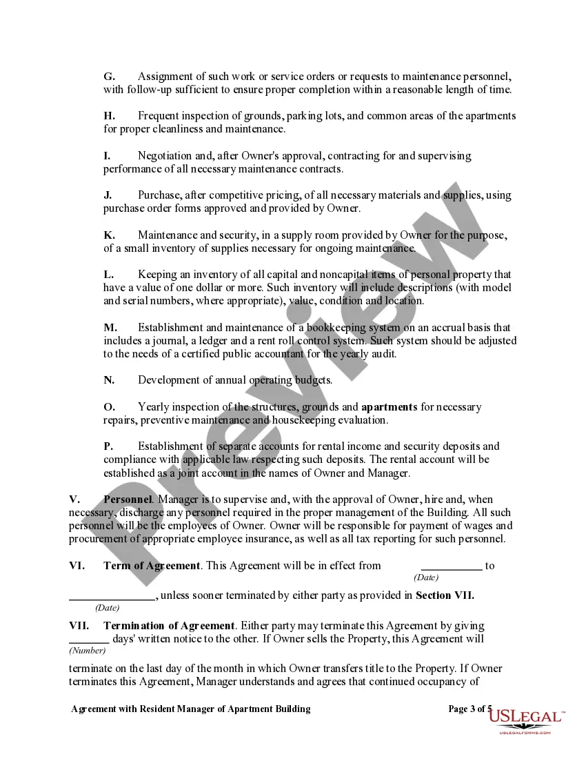 Get Agreement with Resident Manager of Apartment Building Preview Agreement with Resident Manager of Apartment Building