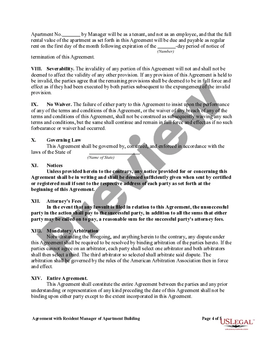 Get Agreement with Resident Manager of Apartment Building Preview Agreement with Resident Manager of Apartment Building