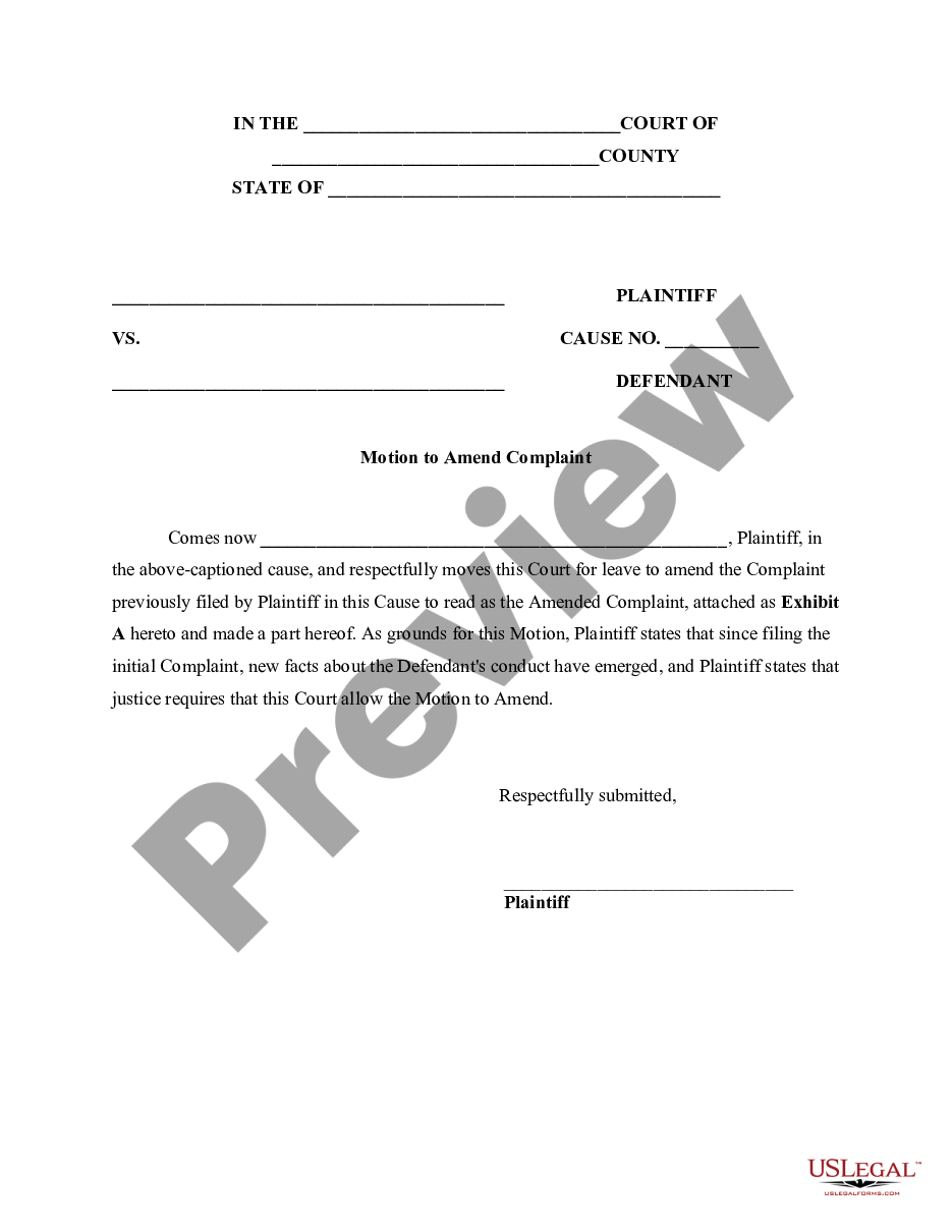 San Jose California Simple Motion to Amend Complaint and Notice of Motion