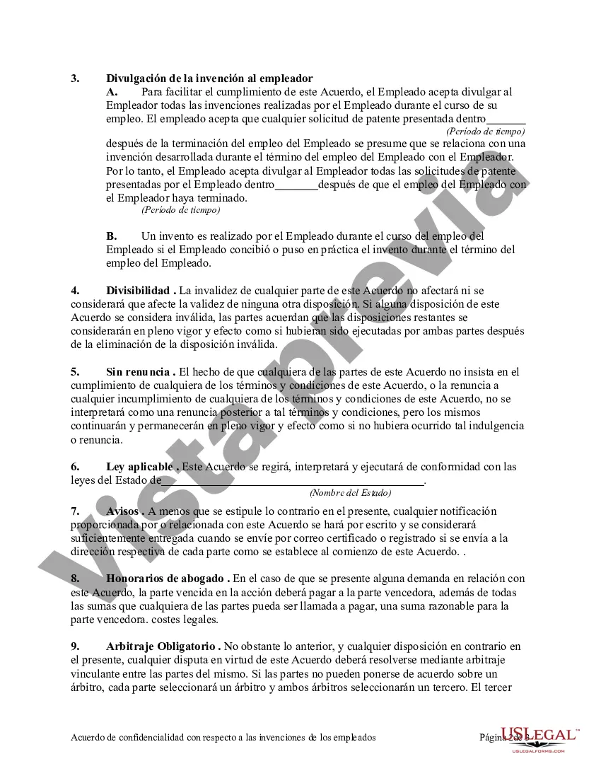 Preview Acuerdo de confidencialidad con respecto a las invenciones de los empleados
