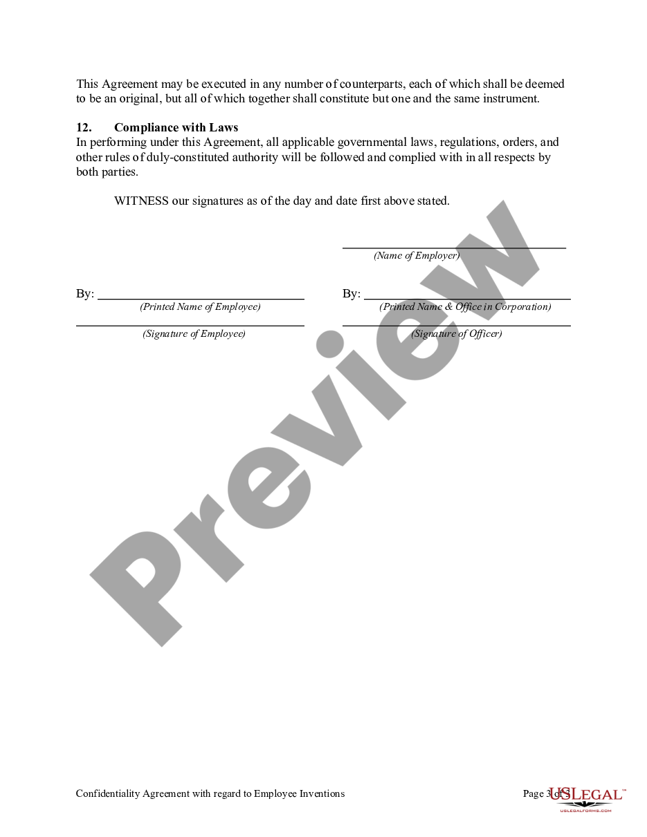 page 2 Confidentiality Agreement with Regard to Employee Inventions preview