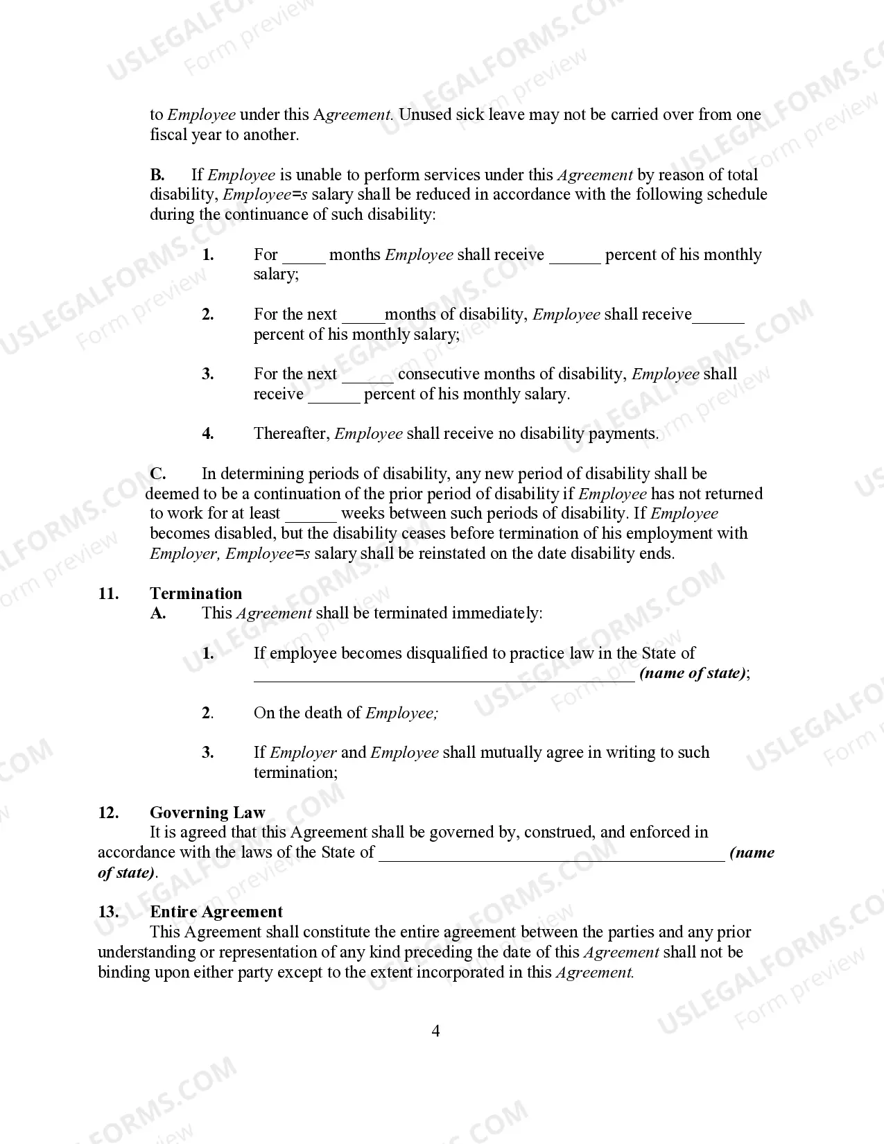 Preview Employment Agreement Between Law Firm and Attorney