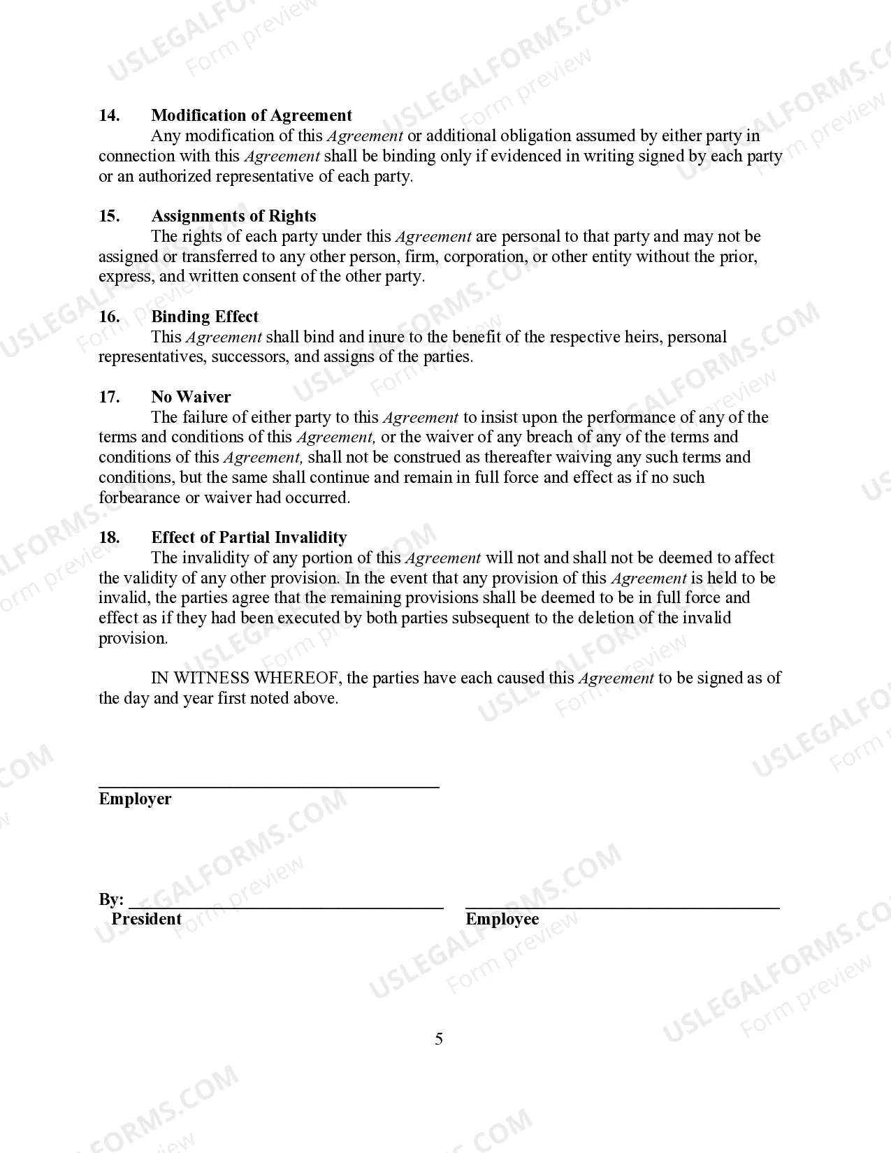 Preview Employment Agreement Between Law Firm and Attorney