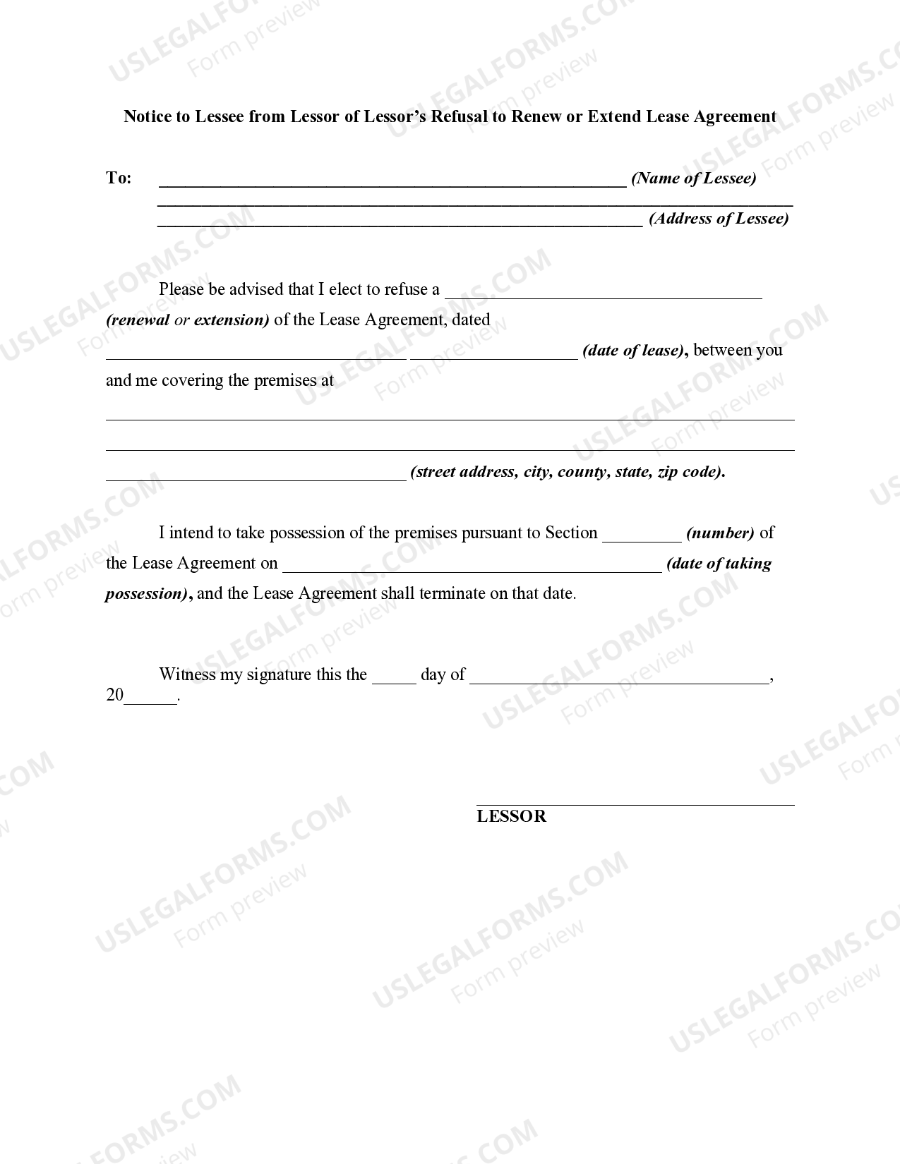 Not Renewing Of Contract Letter US Legal Forms