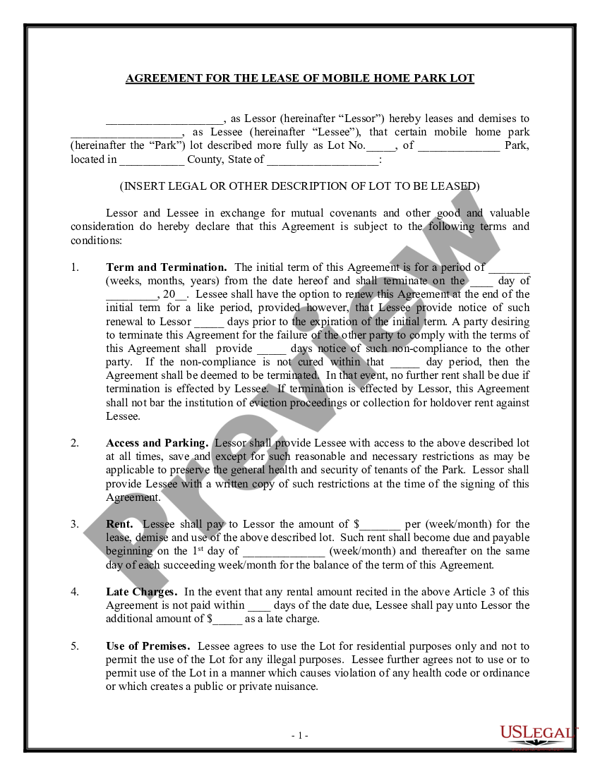 lease lot for mobile home rv lot rental agreement