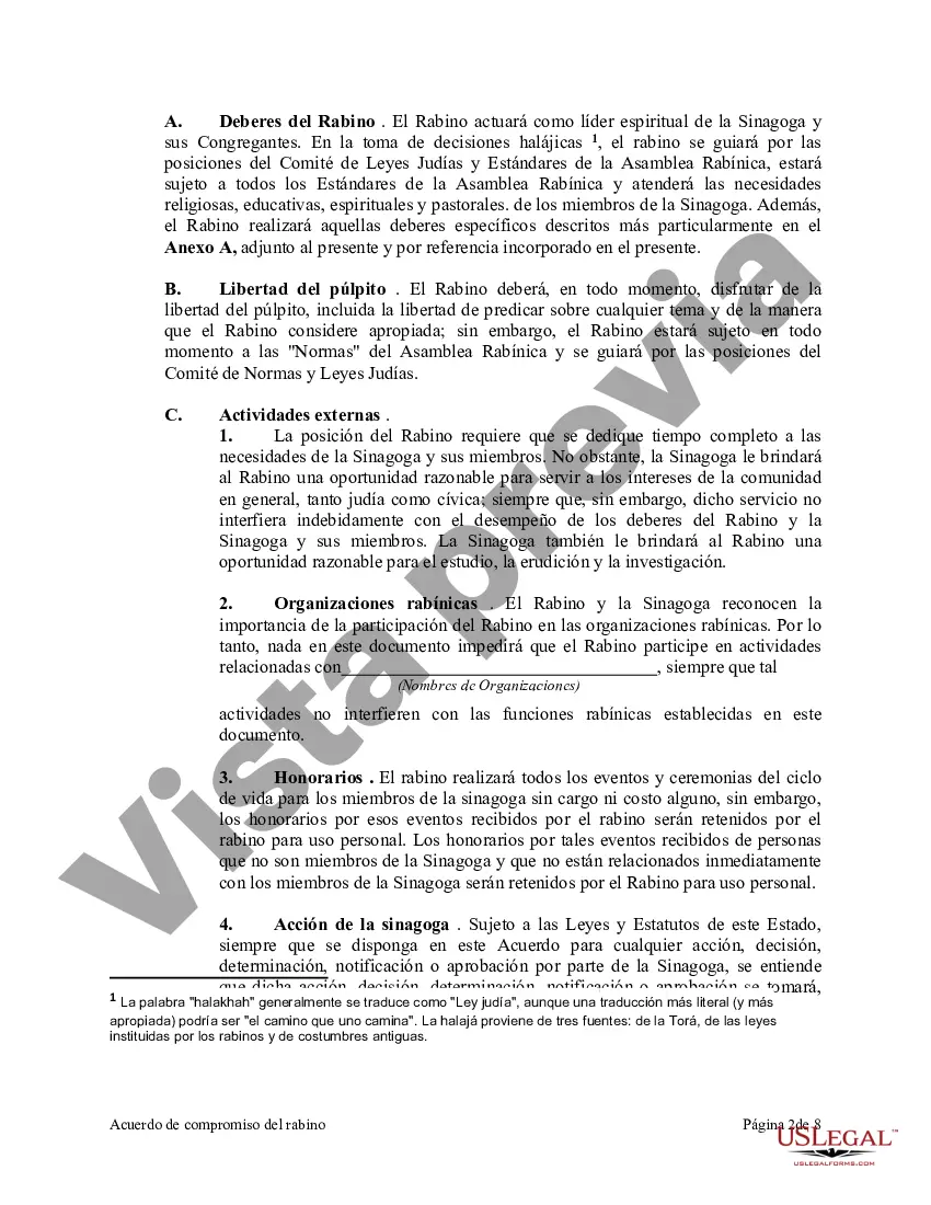 Preview Acuerdo de compromiso de rabino