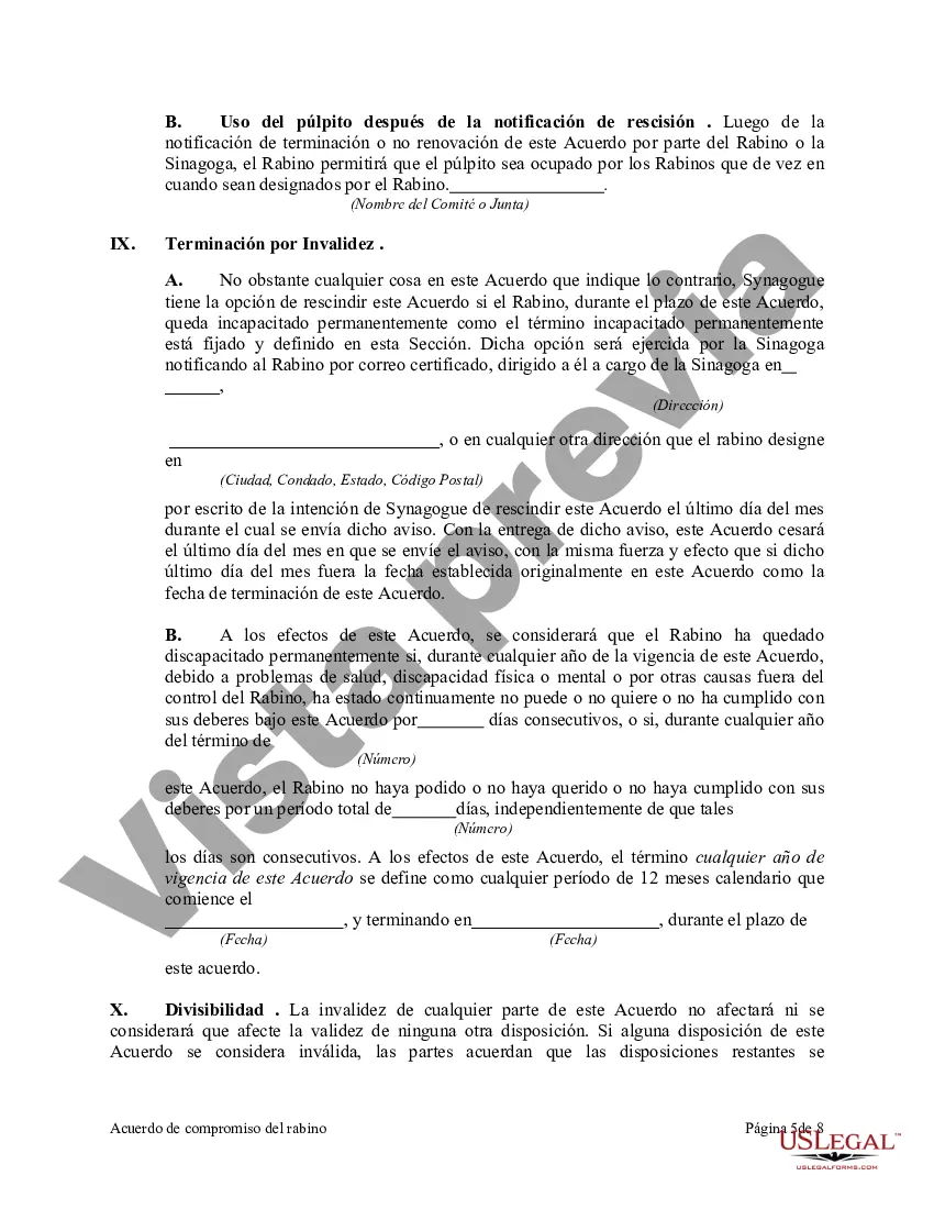 Preview Acuerdo de compromiso de rabino