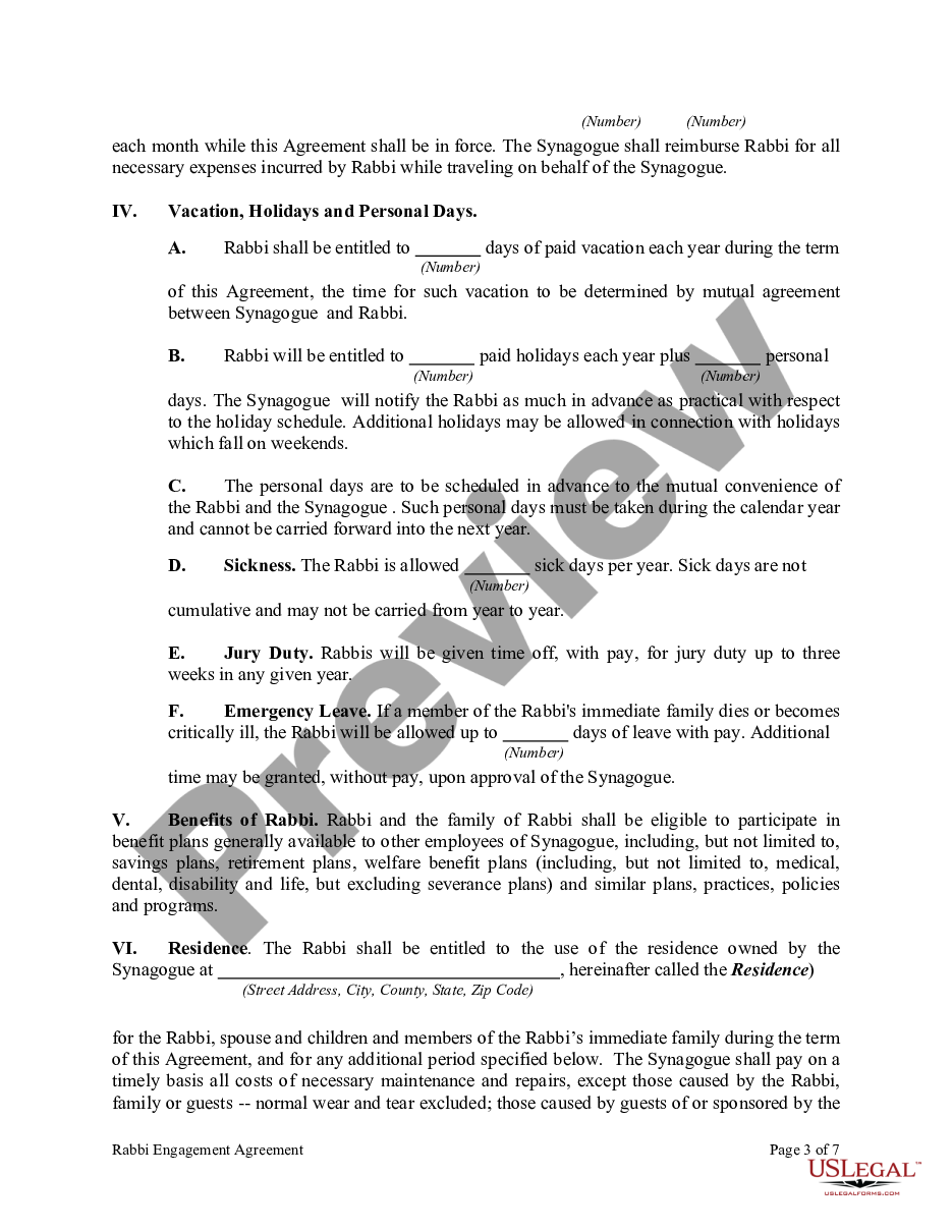 page 2 Rabbi Engagement Agreement preview