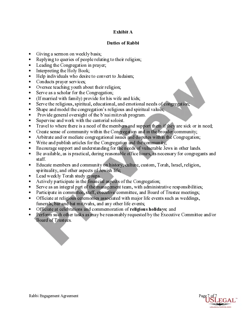 Preview Rabbi Engagement Agreement