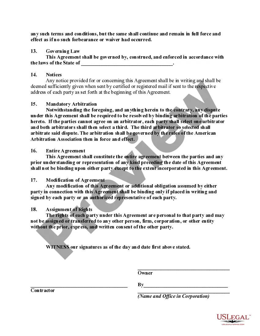 Preview Automotive Repair Agreement with Self-Employed Independent Contractor to do Body and Fender Work