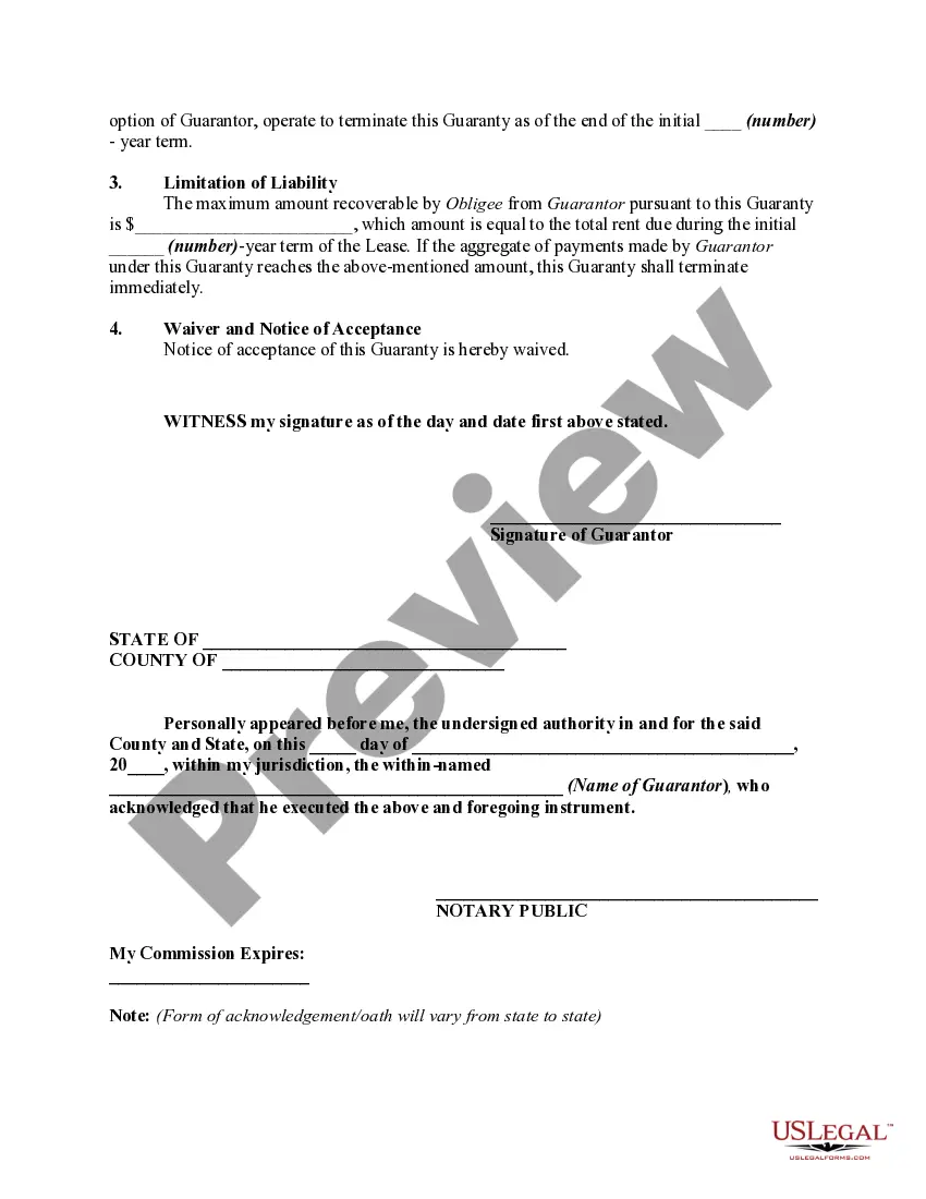 Get Guaranty of Payment of Rent under Lease Agreement Preview Guaranty of Payment of Rent under Lease Agreement