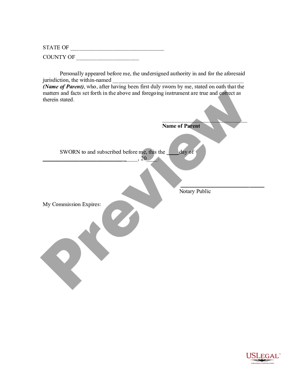 page 1 Parent's Affidavit and Agreement Giving Consent to Educational Tour of Minor preview