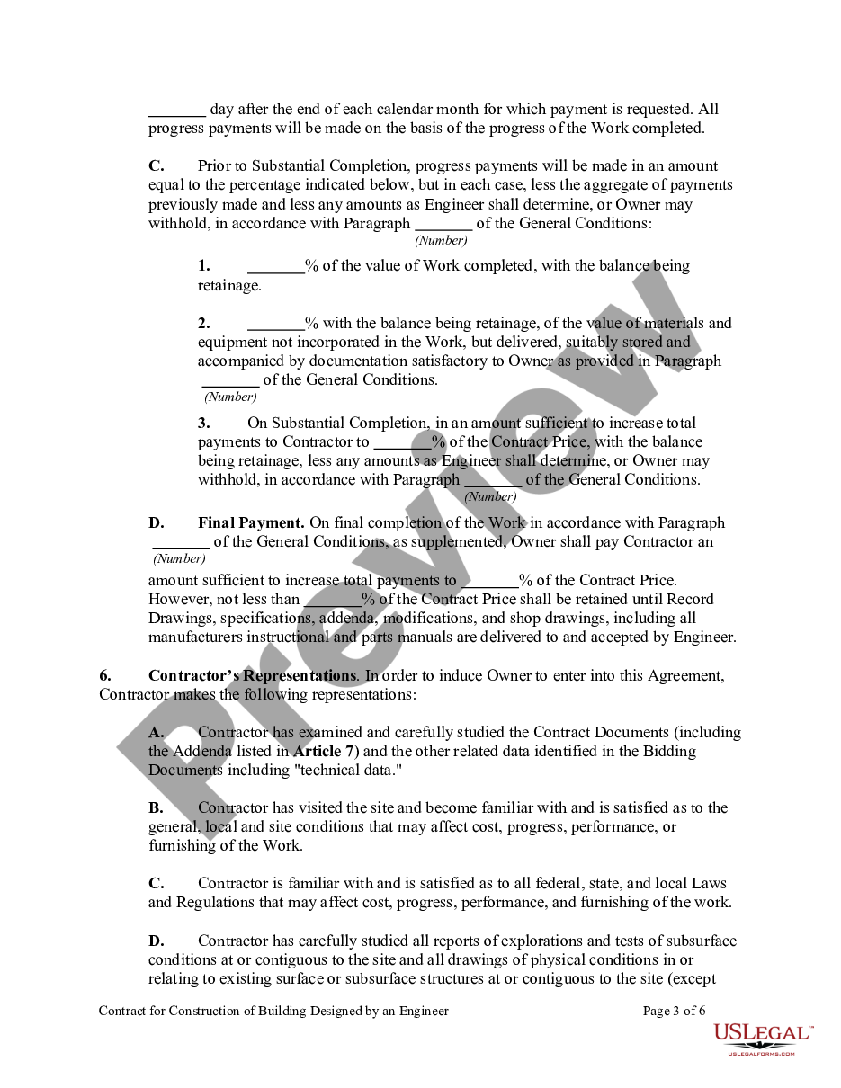 page 2 Contract for Construction of Building Designed by an Engineer preview