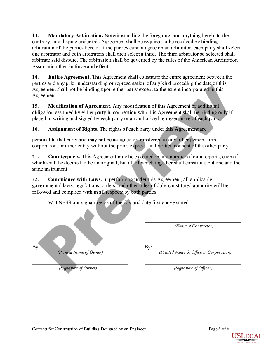 page 5 Contract for Construction of Building Designed by an Engineer preview