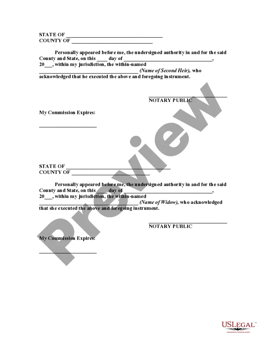 Get Agreement Between Widow and Heirs as to Division of Estate Preview Agreement Between Widow and Heirs as to Division of Estate