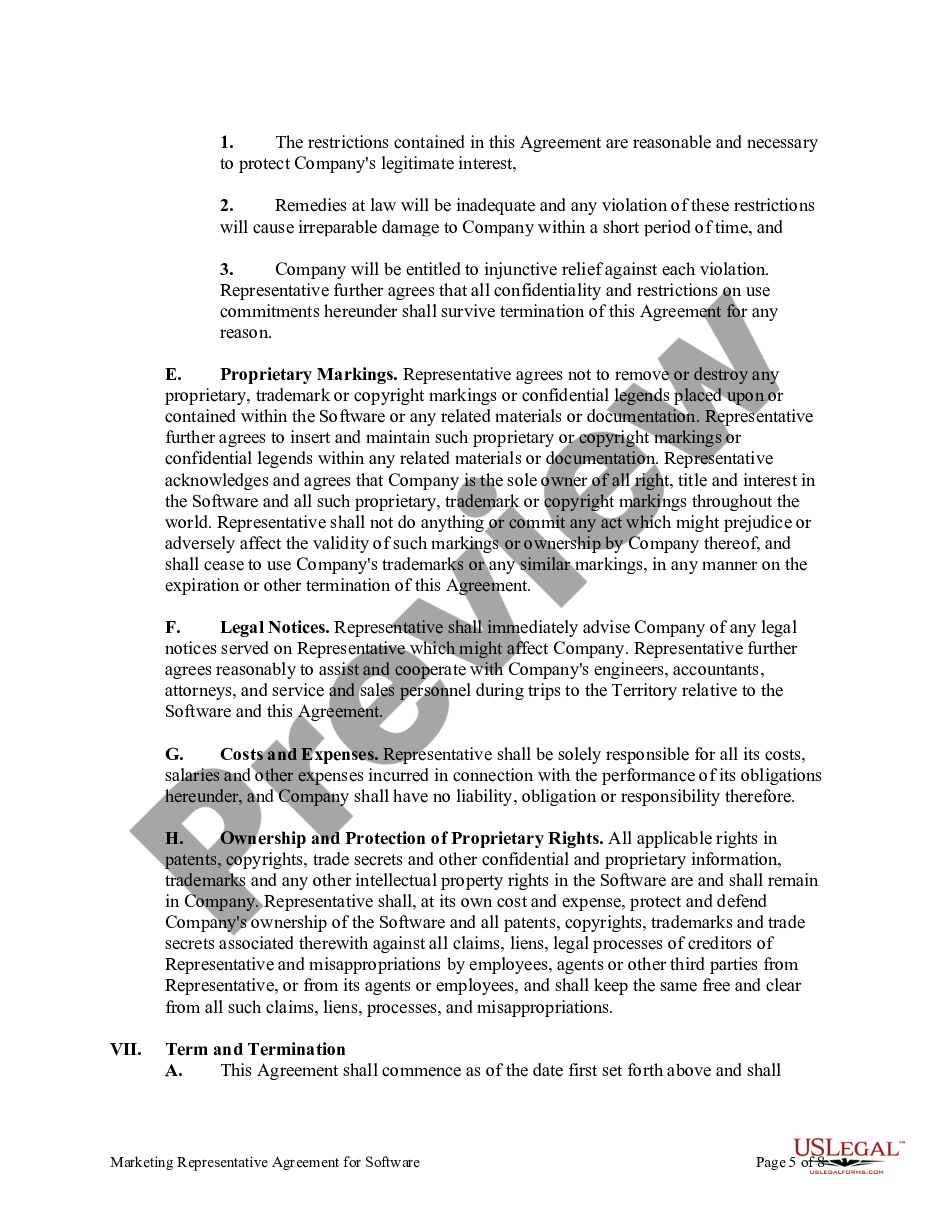 page 4 Marketing Representative Agreement for Software preview