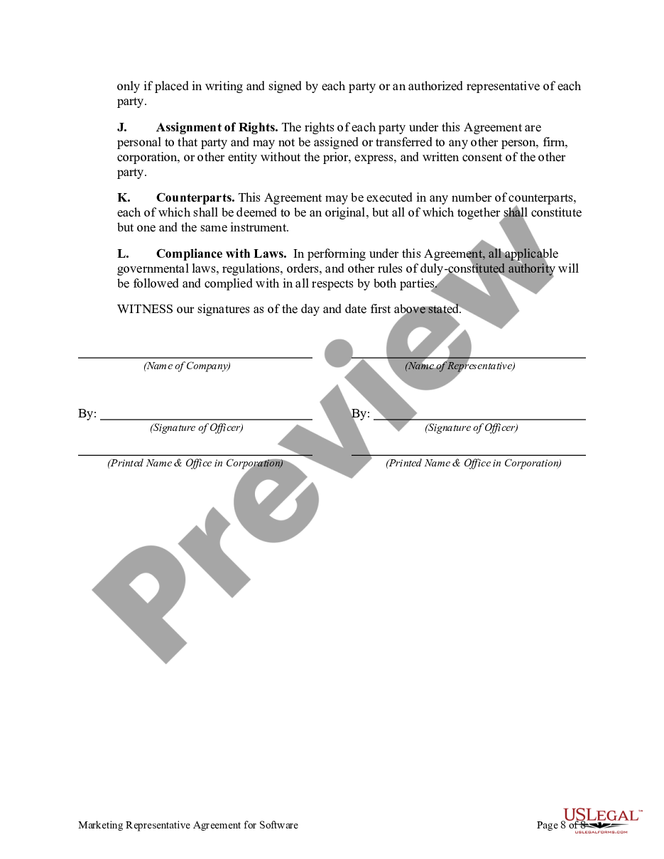 page 7 Marketing Representative Agreement for Software preview