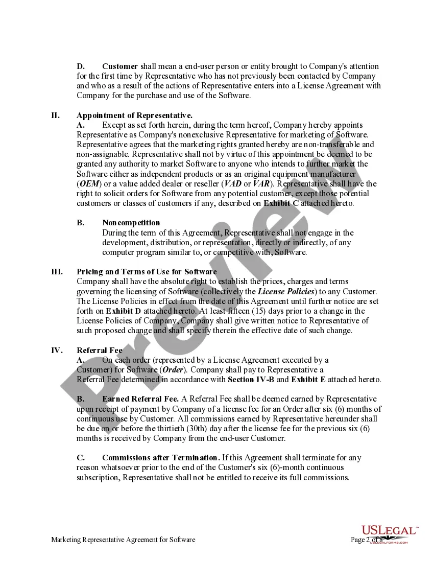 Get Marketing Representative Agreement for Software Preview Marketing Representative Agreement for Software