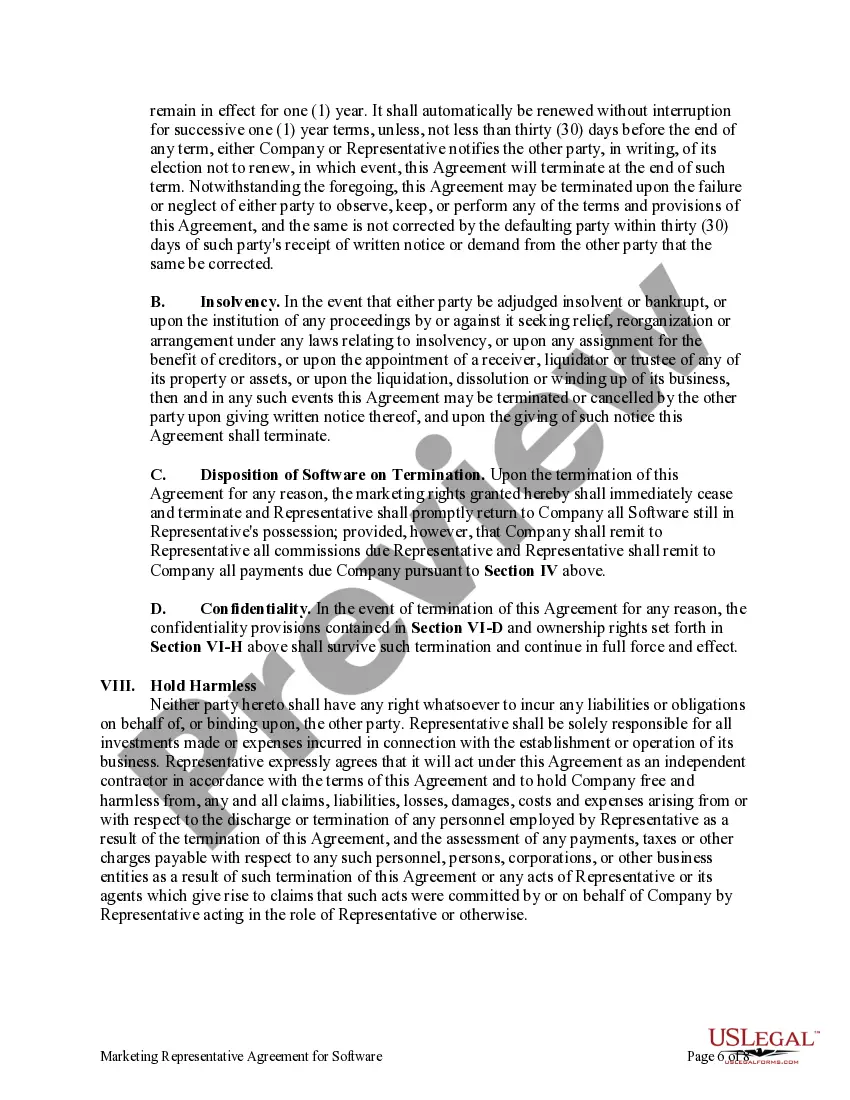 Get Marketing Representative Agreement for Software Preview Marketing Representative Agreement for Software