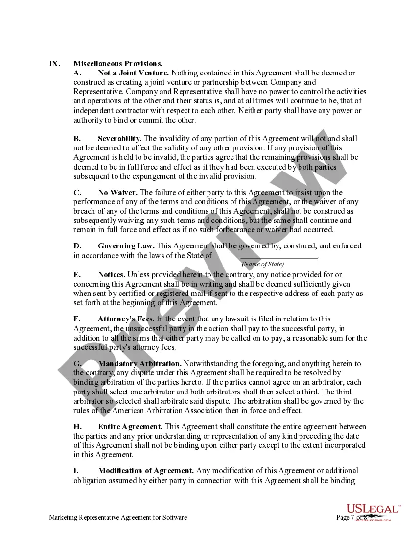 Get Marketing Representative Agreement for Software Preview Marketing Representative Agreement for Software