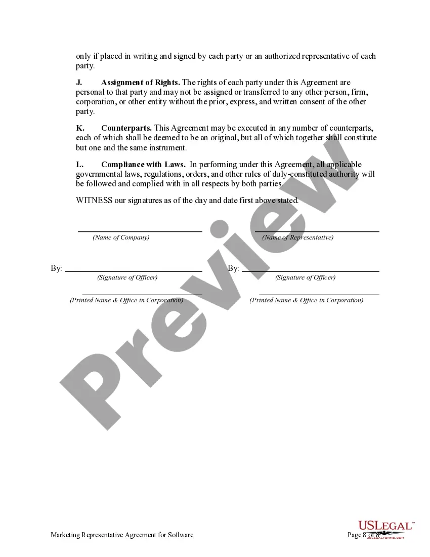 Get Marketing Representative Agreement for Software Preview Marketing Representative Agreement for Software